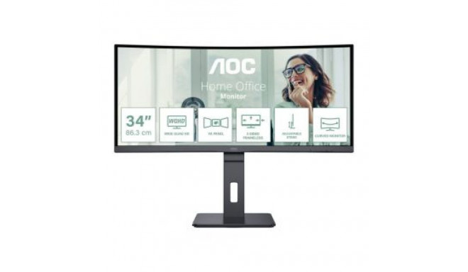 AOC CU34P3CV | 34 " | VA | 21:9 | 100 Hz | 4 ms | 3440 x 1440 pixels | HDMI ports quantity 1