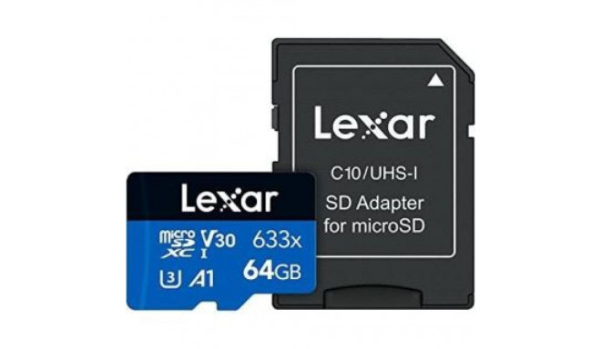 Lexar MEMORY MICRO SDXC 64GB UHS-I/W/ADAPTER LSDMI64GBB633A