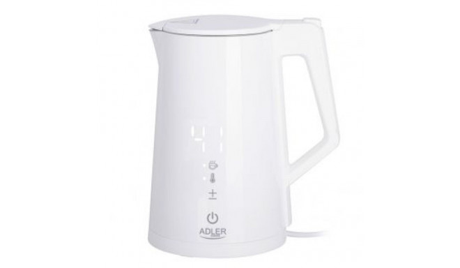 Adler Kettle AD 1345w Electric, 2200 W, 1.7 L, Stainless steel, 360 rotational base, White