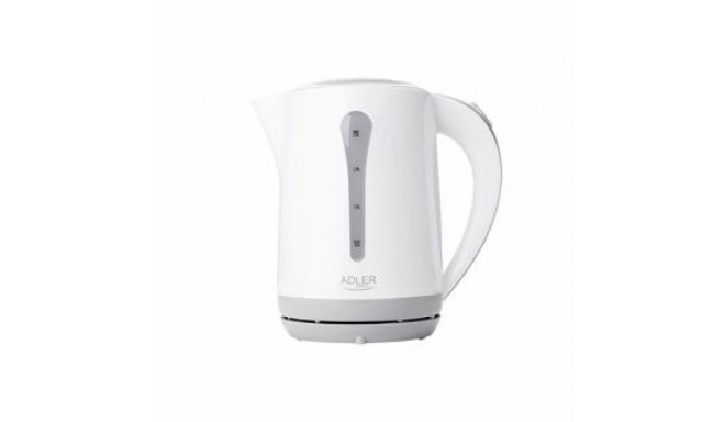 Adler Kettle AD 1244 Standard kettle, Plastic, White, 2000 W, 360 rotational base, 2.5 L