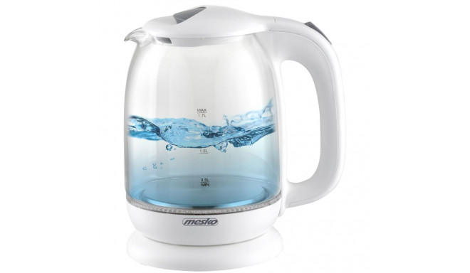 Mesko Kettle MS 1302w Electric, 2200 W, 1.7 L, Glass, 360 rotational base, White