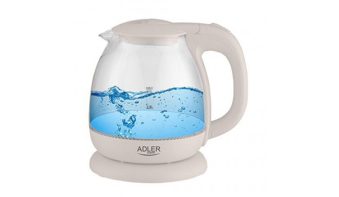 Adler Kettle AD 1283C Electric, 900 W, 1 L, Glass/Stainless steel, 360 rotational base, Cream