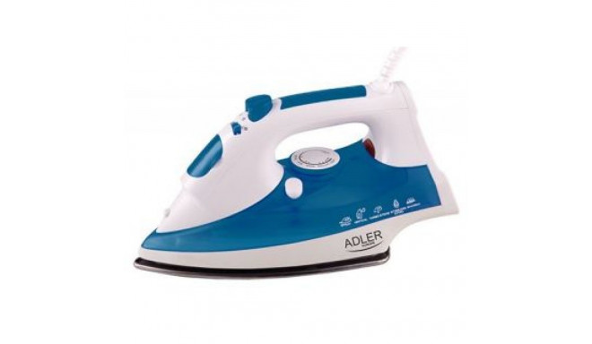 Adler Iron AD 5022 White/Blue, 2200 W, With cord, Anti-scale system, Vertical steam function