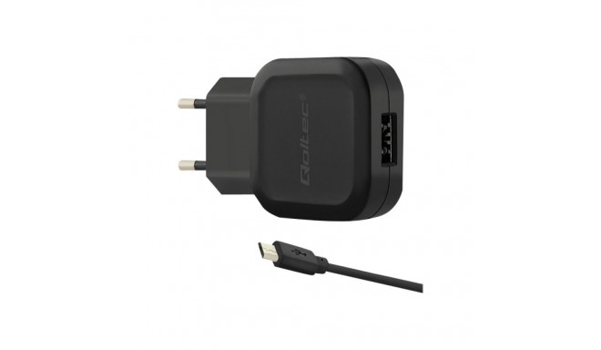 QOLTEC Laadija 12W 5V 2.4A USB + Micro USB kaabel