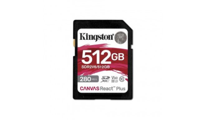 Kingston SDXC II V60 React Plus | SDR2V6/512GB | 512 GB | SDXC | Flash memory class Class 10, UHS-II
