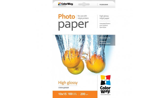 ColorWay High Glossy Photo Paper, 100 sheets, 10x15, 200 g/m