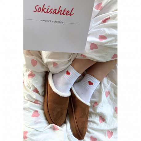 SOKISAHTEL ROMEO valged südametega puuvillased sokid 446