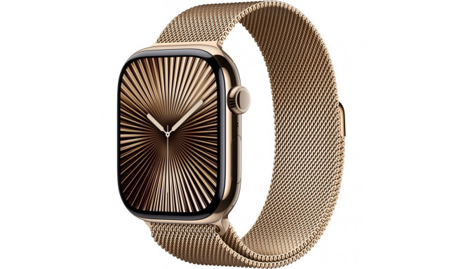"APPLE Watch Series 10 GPS + Cellular 46mm Gold Titanium Case with Gold Milanese Loop - S/M"