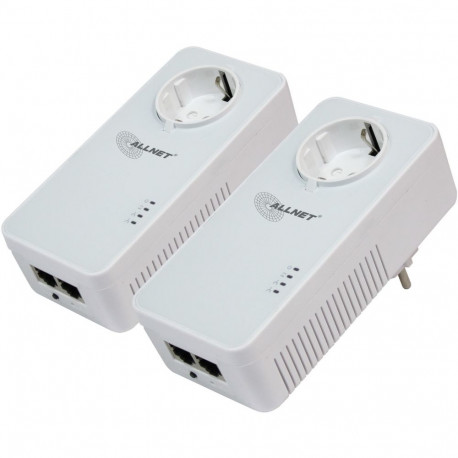 INTD ALLNET Powerline 1200Mbit 2-osaline komplekt sild RJ45 HomePlugV2 SmartLink pistikupesaga ALL16