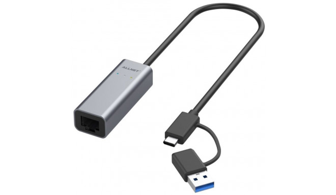 "ALLNET USB 3.0 Typ-C&A Ethernet Adapter 2.5 Multi-Gigabit LAN ALL-NC-2.5G-USBC/A *ALLTRAVEL*"