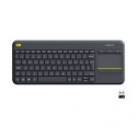 Logitech K400 Plus Keyboard with Trackpad, Wireless, NL, 380 g, USB port, Black