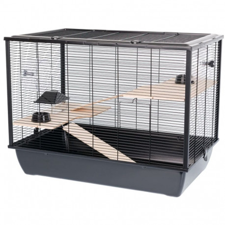 INTER-ZOO Hugo Wood black - cage for rodents - 78 x 48 x 58cm