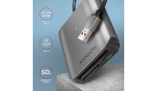 Axagon CRE-S3 väline USB-A 3.2 Gen 1 3-pesaline & lun SD/microSD/CF kaardilugeja USB 3.2 Gen 1 (3.1 