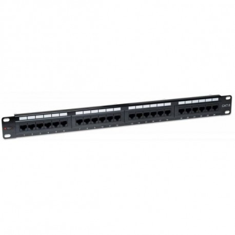 Patch panel 1U UTP 24xR J45 Cat.6, black