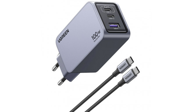 Ugreen Nexode Pro 100W, GaN, USB + 2x USB-C szara