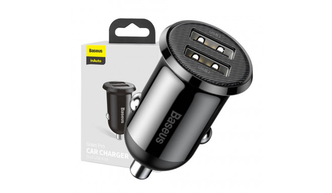 Baseus CCALLP-01 Grain Pro car charger dual USB 4.8A black