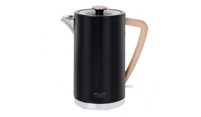 Adler Kettle AD 1347b Electric, 2200 W, 1.5 L, Stainless steel, 360 rotational base, Black