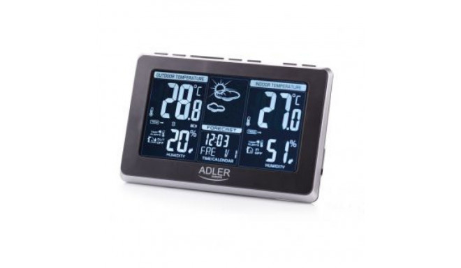 Adler Weather station AD 1175 Black, White Digital Display, Remote Sensor