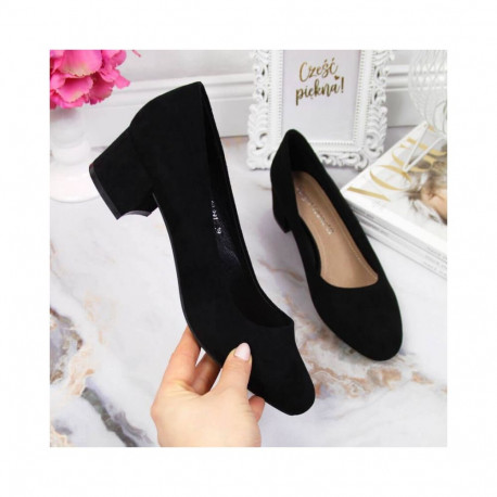 Sergio Leone W SK354C Suede Block Heel Pumps Black (39)