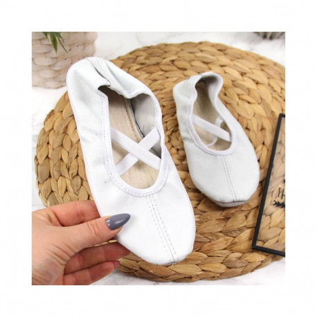 Jr Nazo Leather Dance Ballet Shoes with Elastic Bands White (25)