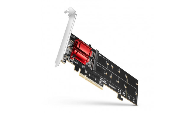 Axagon PCEM2-ND PCIe x8 - dual M.2 NVMe M-key slot adapter, RAID, dataswitch, w. SP & LP