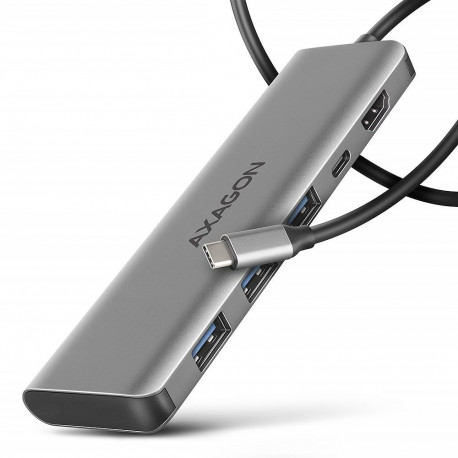 Axagon USB-jaotur HMC-5H 5Gbps, 3x USB-A, HDMI 4k/30Hz, PD 100W, 100cm USB-C-kaabel