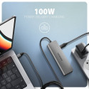 AXAGON HMC-5H USB-C 3.2 Gen 1 jaotur, 3x USB-A, 4K HDMI, PD 100W - Hõbedane