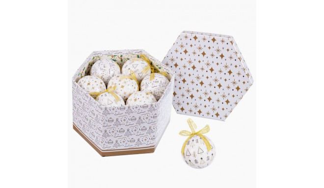 Christmas Baubles White Golden Paper Polyfoam 7,5 x 7,5 x 7,5 cm (14 Units)