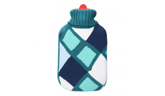 Hot Water Bottle EDM 76775 Blue Squared Wool 2 L