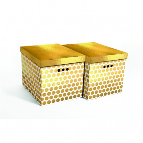 FOLDABLE CART BOX2 44X35X32CM GOLD DOTS