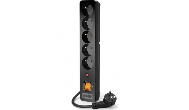 Acar X5 surge protection power strip, 5 sockets, 3 m, black (W0180)