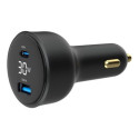 GEMBIRD 2-port USB car fast charger Type-C PD LCD 30 W black