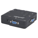 Manhattan KVM Switch Compact 2-Port, 2x USB-A, Cables included, Audio Support, Control 2x computers 