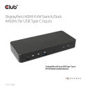 CLUB3D DisplayPort/HDMI KVM Switch/Dock 4K60Hz For USB Type-C inputs