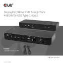 CLUB3D DisplayPort/HDMI KVM Switch/Dock 4K60Hz For USB Type-C inputs