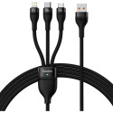 Baseus USB-A - USB-C + microUSB + Lightning cable 1.2 m Black (CASS030001)