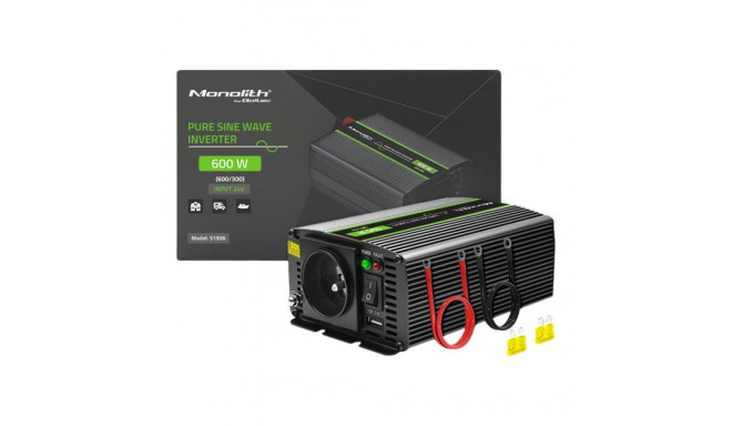 QOLTEC 51936 Pure Sine Wave Inverter Monolith / 300W / 600W / 24V to 230V