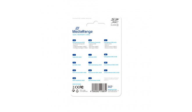 MediaRange MR965 memory card 64 GB SDXC Class 10