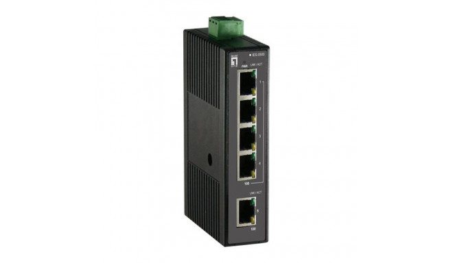 LevelOne 5-Port Fast Ethernet Industrial Switch, DIN-Rail, -20°C to 70°C