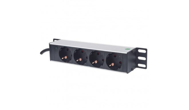 Intellinet 10&quot; 1U Rackmount 4-Way Power Strip - German Type&quot;, With Power Indicator