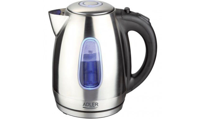 Adler AD1223 electric kettle 1.7 L 2000 W Black, Stainless steel