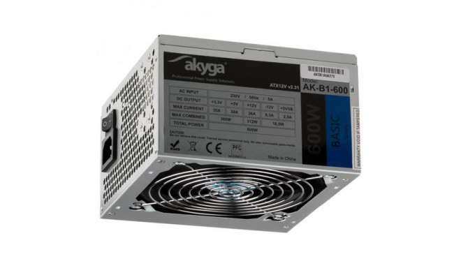 Akyga AK-B1-600 power supply unit 600 W 20+4 pin ATX ATX Grey