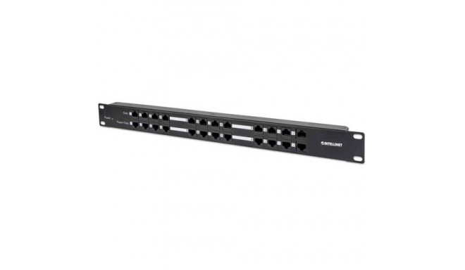 Intellinet PoE Patch Panel, 24 Port Patch Panel with 12 port RJ45 Data In and 12 port RJ45 Data and 