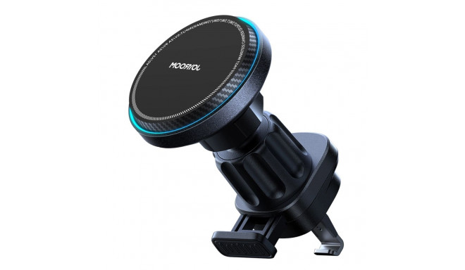 Joyroom car phone holder with wireless charger (MagSafe compatible) with air vent fan - black (JR-ZS