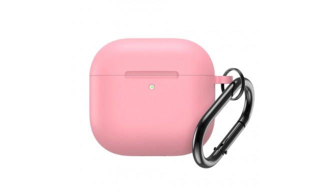Silicone Case for Airpods 4 with Carabiner - Pink