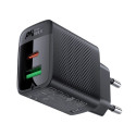 Acefast A78 GaN USB-A / USB-C PD 20W network charger - black