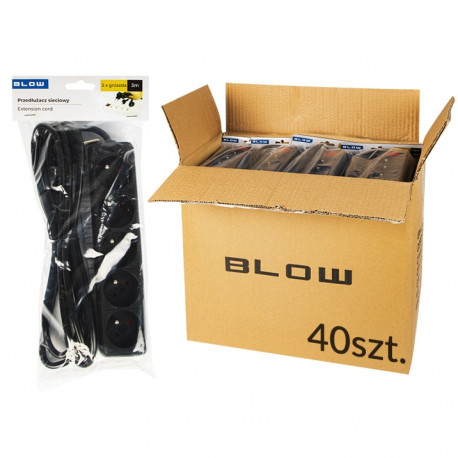 98-543# Võrgupikendusjuhe pr-570p 5-pesaga maandusega 3m must 3x1,5mm (40 tk.)