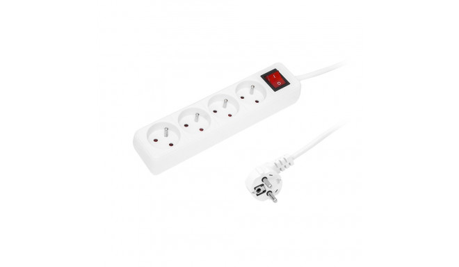 98-734# võrgupikendus pr-470wsp 4-pesaga maandusega+lüliti 1,5m valge 3x1,5mm