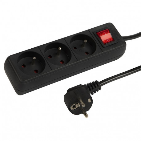 98-748# võrgupikendus pr-370wsp 3-pesaga maandusega+lüliti 5m must (3x1,5mm)