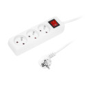 98-731# Toitekaabel PR-370WSP 3-pesaga maandusega + lüliti 1,5m valge 3x1,5mm